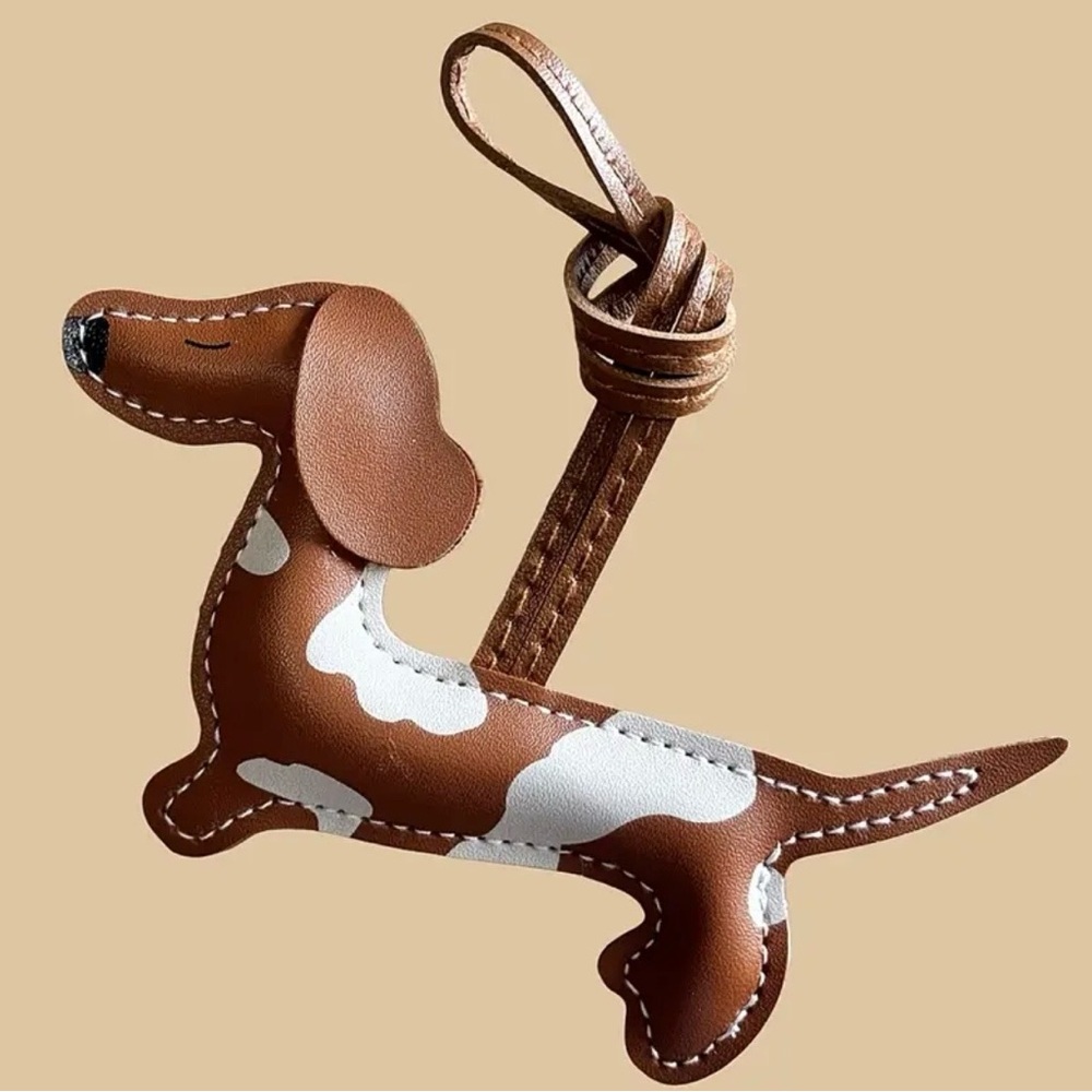 Dachshund Brown and White Dog Keychain, Bag Charm, NEW - Picture 4 of 4